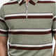 Cream & Burgundy Stripe Zip Polo – Sage Green