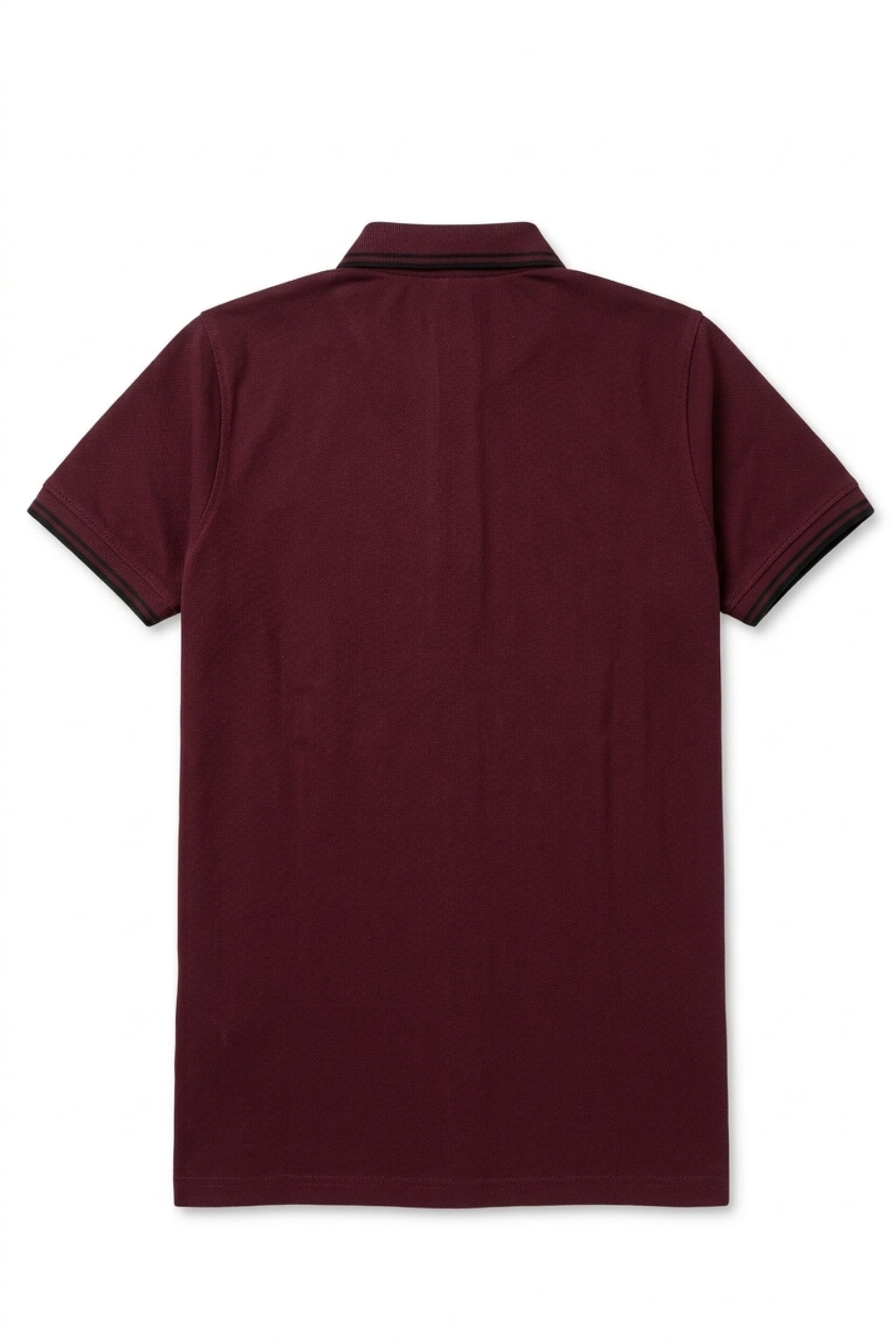 Back view of the Eliteez embroidered Lion Pique Polo – Burgundy showing the regular fit silhouette.