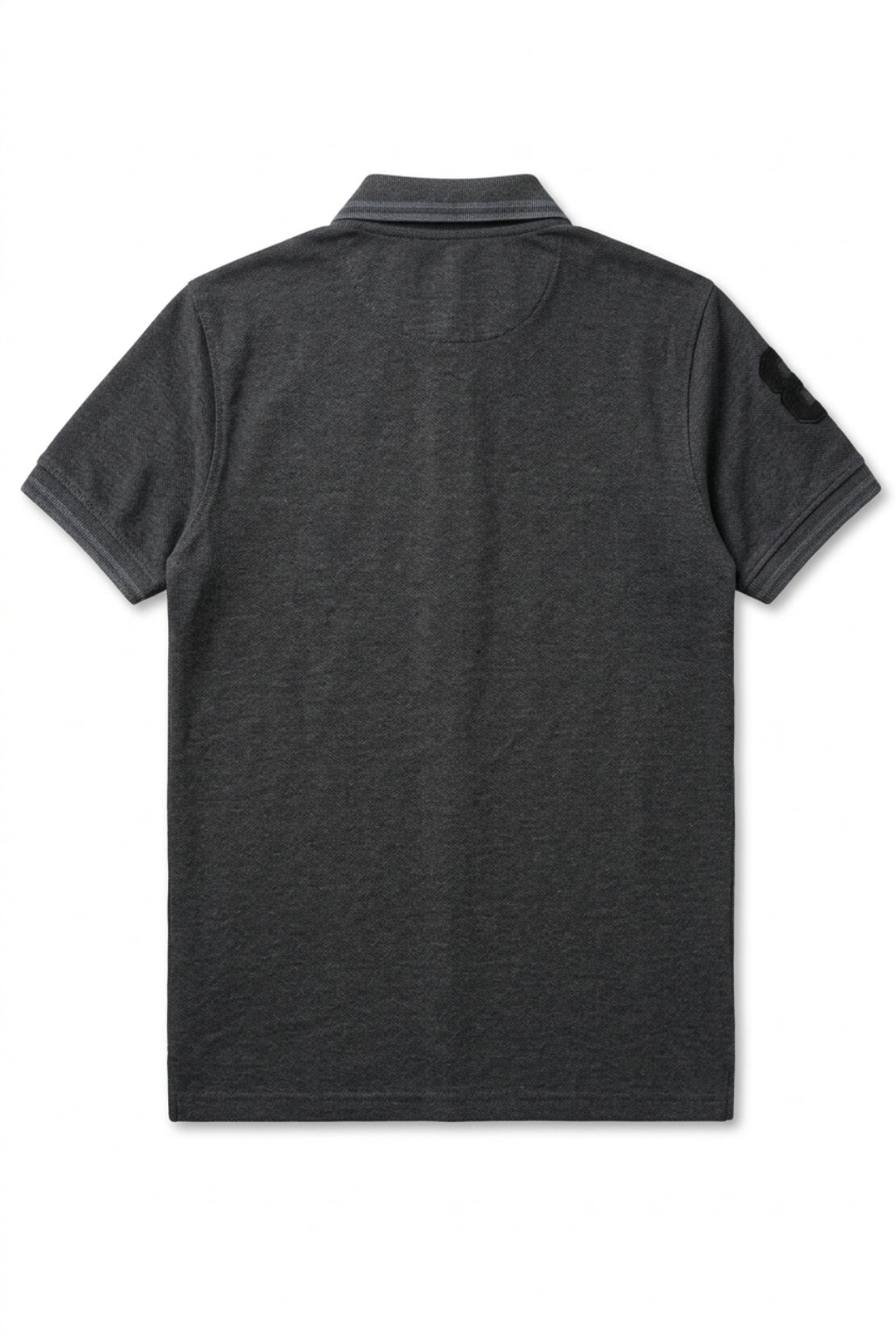 Back view of the Eliteez embroidered Lion Pique Polo – Steel Grey showing the regular fit silhouette.