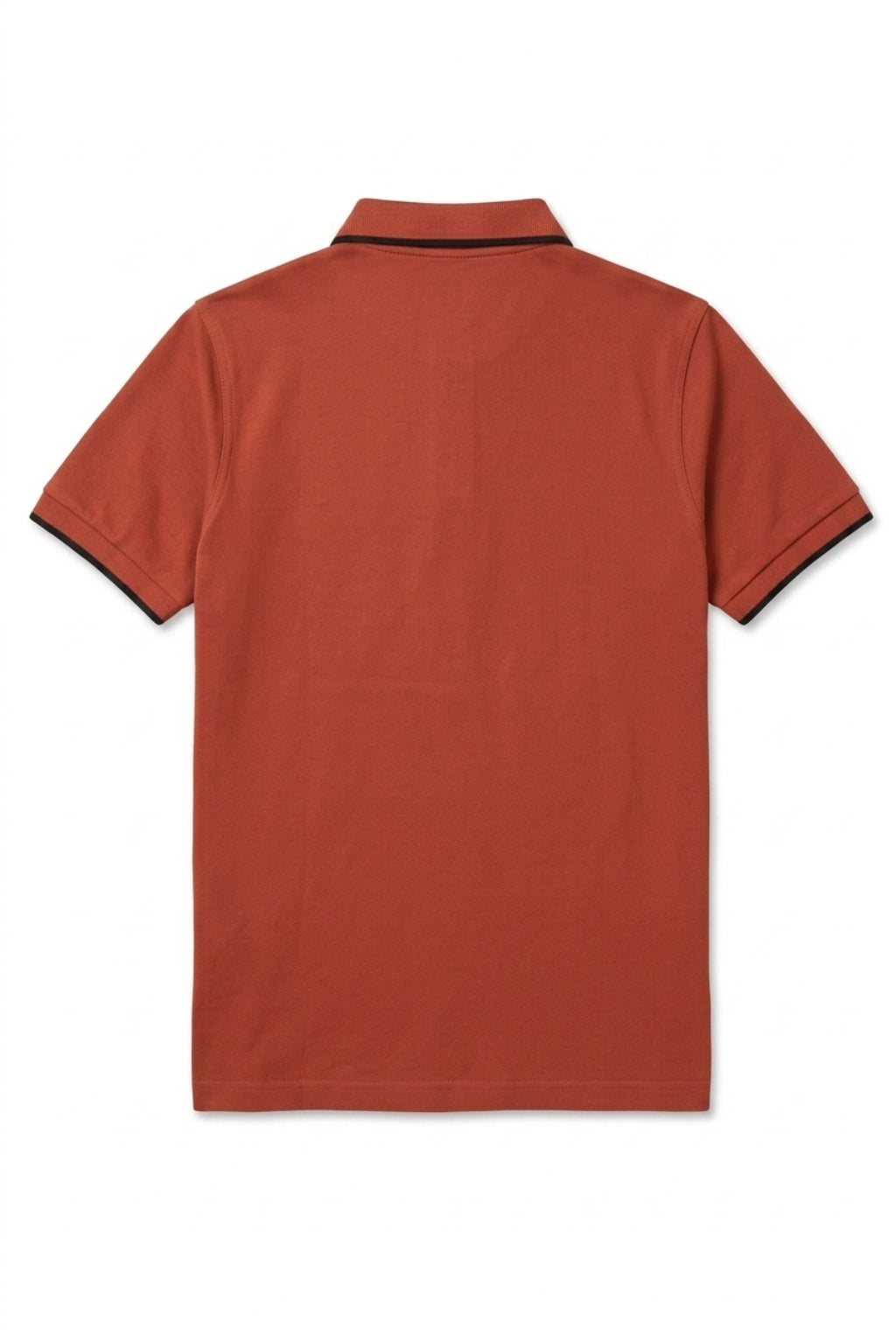 Flat lay of Eliteez Heritage Laurel Polo Shirt in Rust Orange