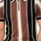 Heritage Stripe Zip Polo Shirt – Black & Brown