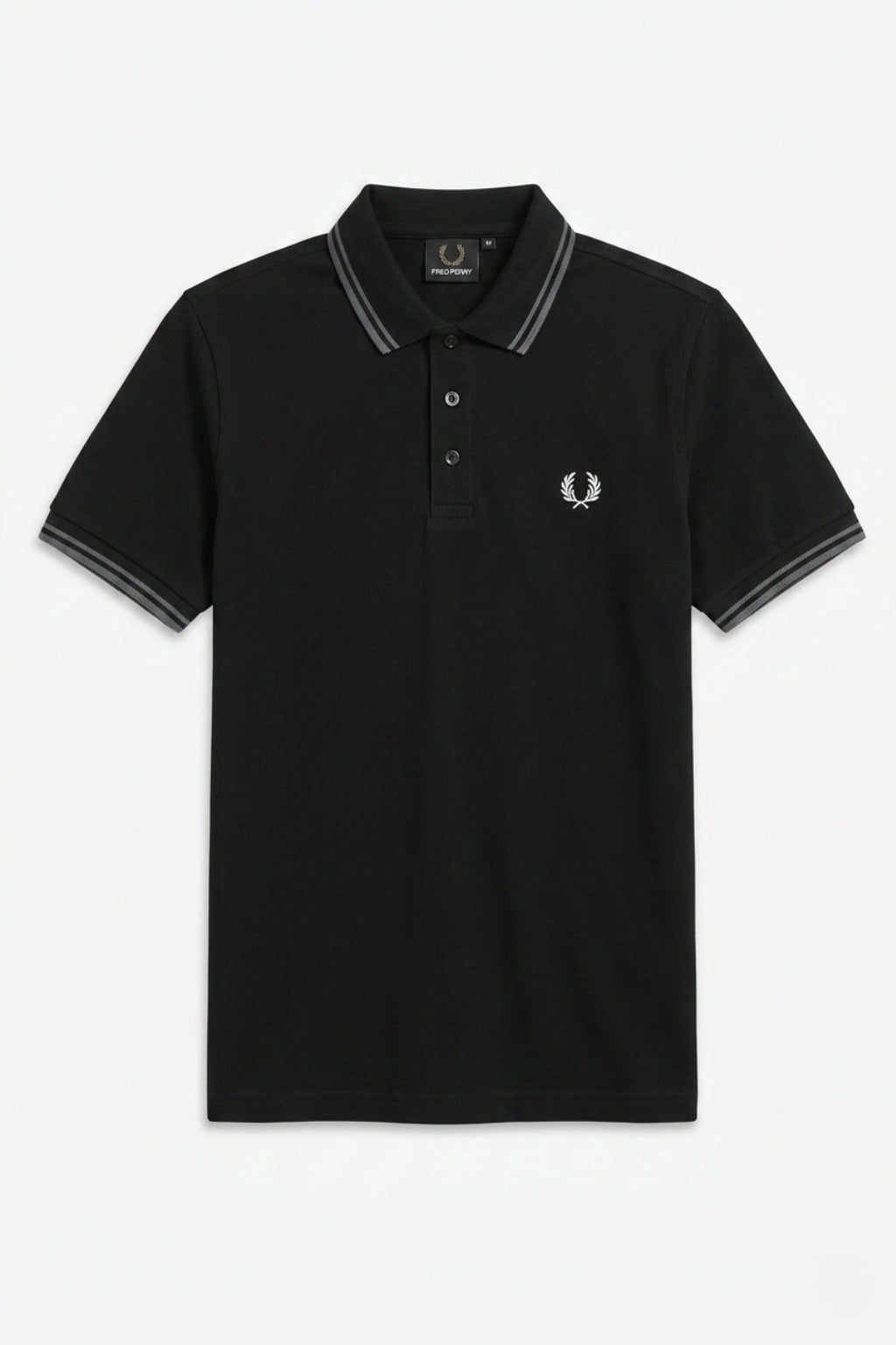 Front view of the Eliteez Heritage Twin-Tip Polo - Black featuring a classic collar.
