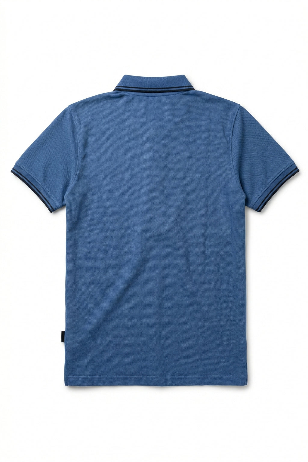 Back view of the Eliteez Heritage Twin-Tip Polo - Blue showing the regular fit silhouette.