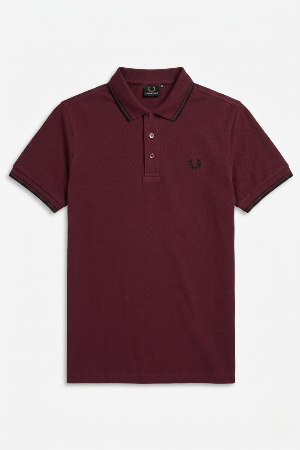 Front view of the Eliteez Heritage Twin-Tip Polo - Burgundy featuring a classic collar.