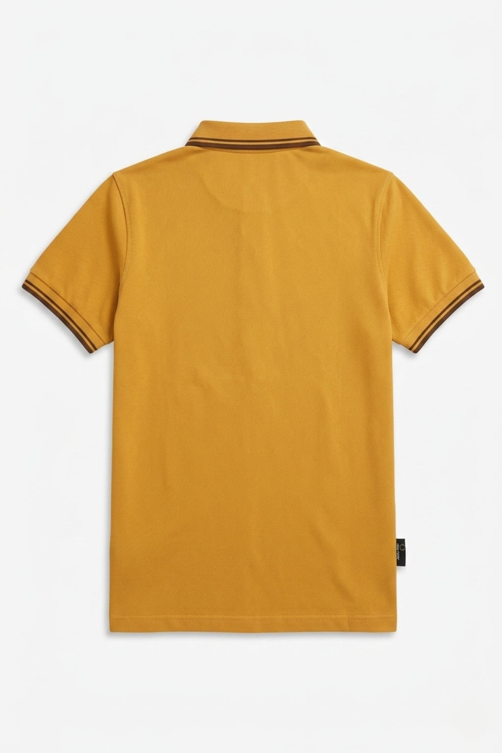 Back view of the Eliteez Heritage Twin-Tip Polo - Mustard showing the regular fit silhouette.