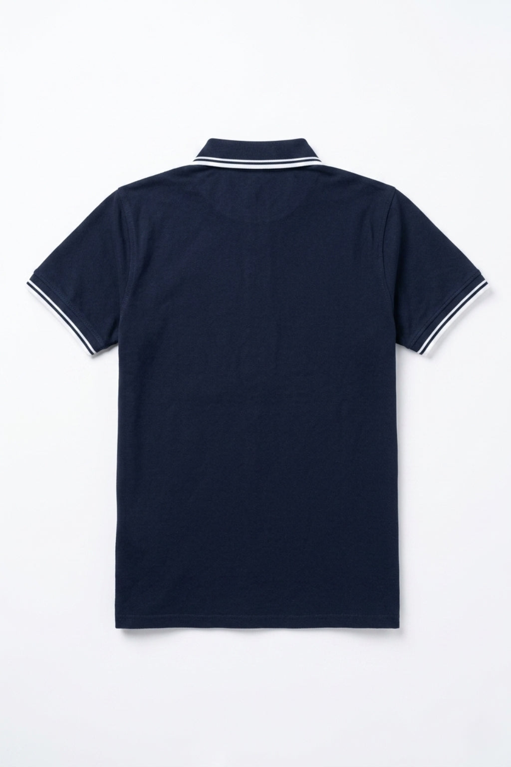 Back view of the Eliteez Heritage Twin-Tip Polo - Navy Blue showing the regular fit silhouette.