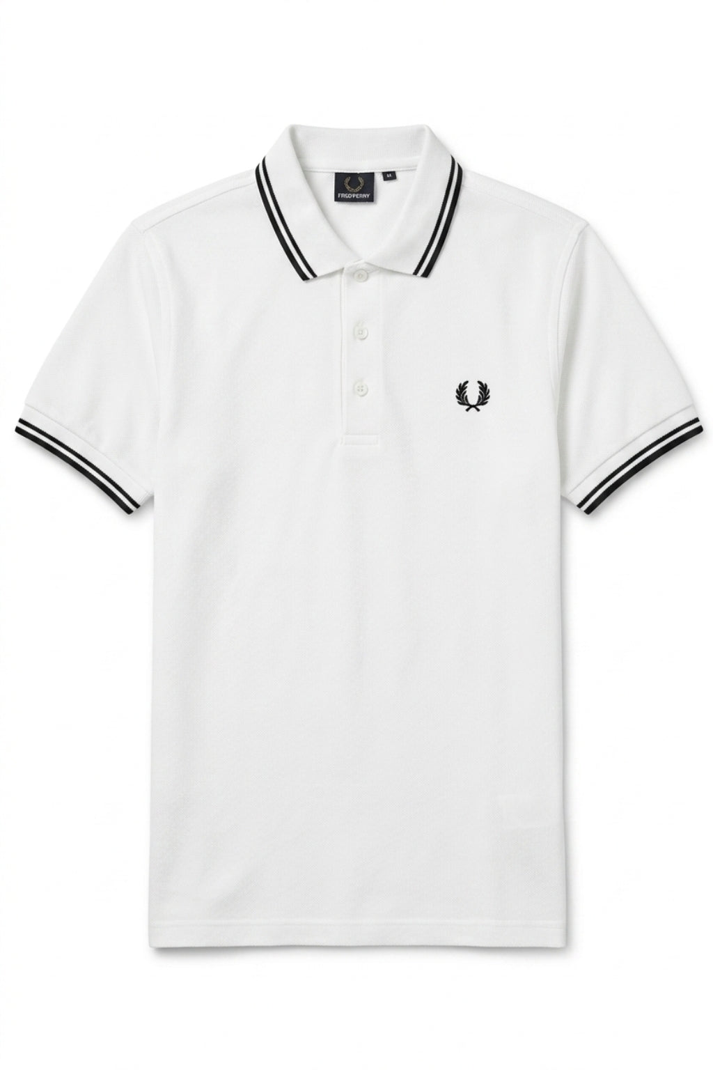 Front view of the Eliteez Heritage Twin-Tip Polo - White featuring a classic collar.
