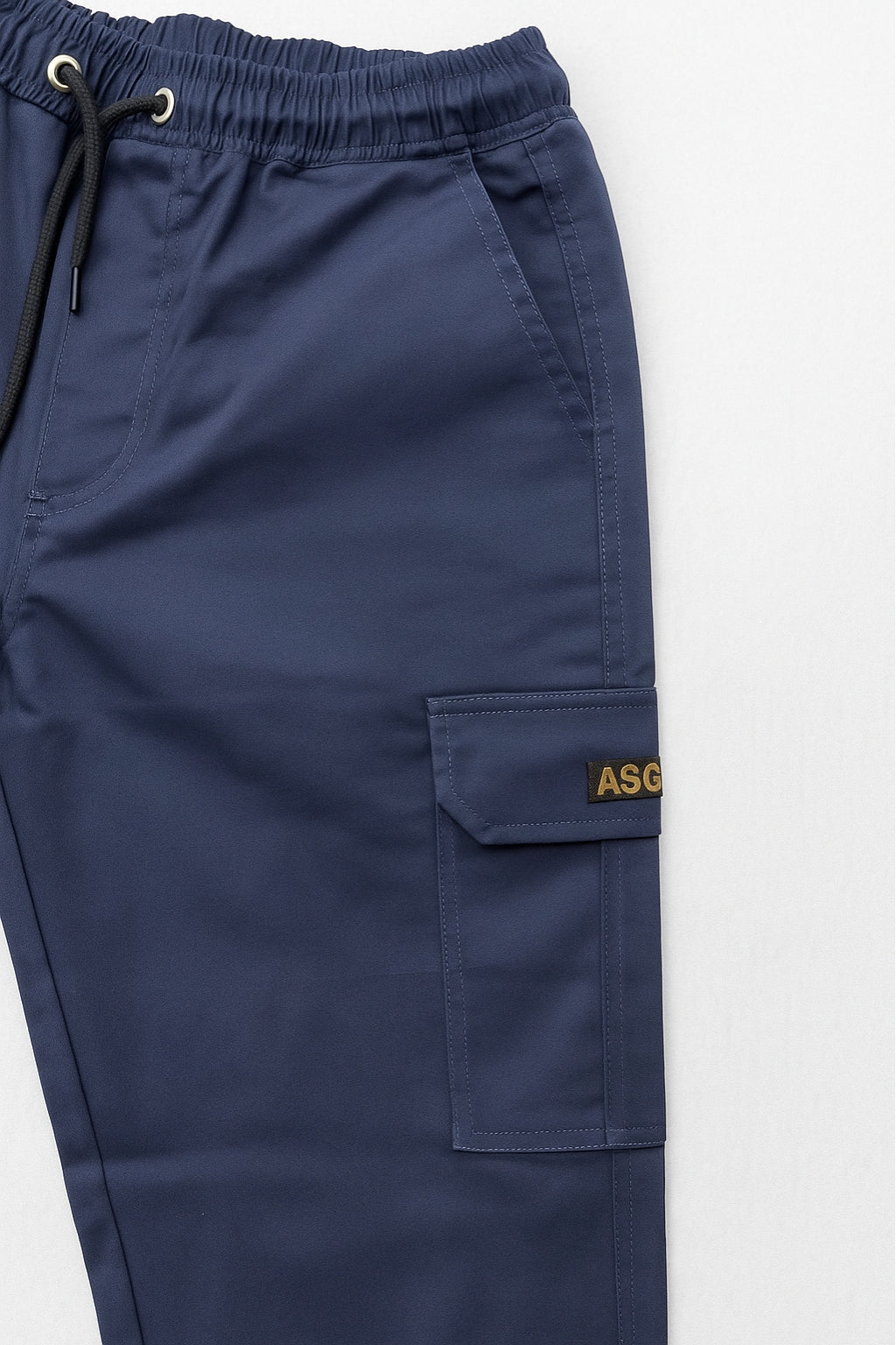 Eliteez Men's Cargo Pant in Navy Blue, back view on model