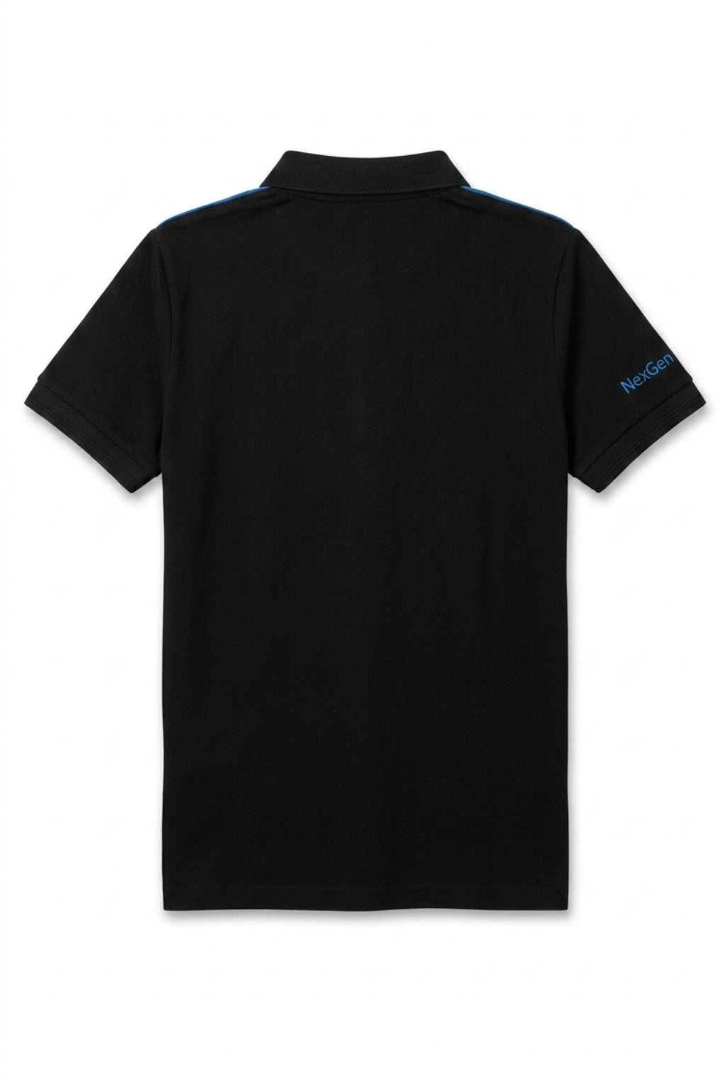 Flat lay of Eliteez NextGen Contrast Zip Polo in Sky Blue & Black