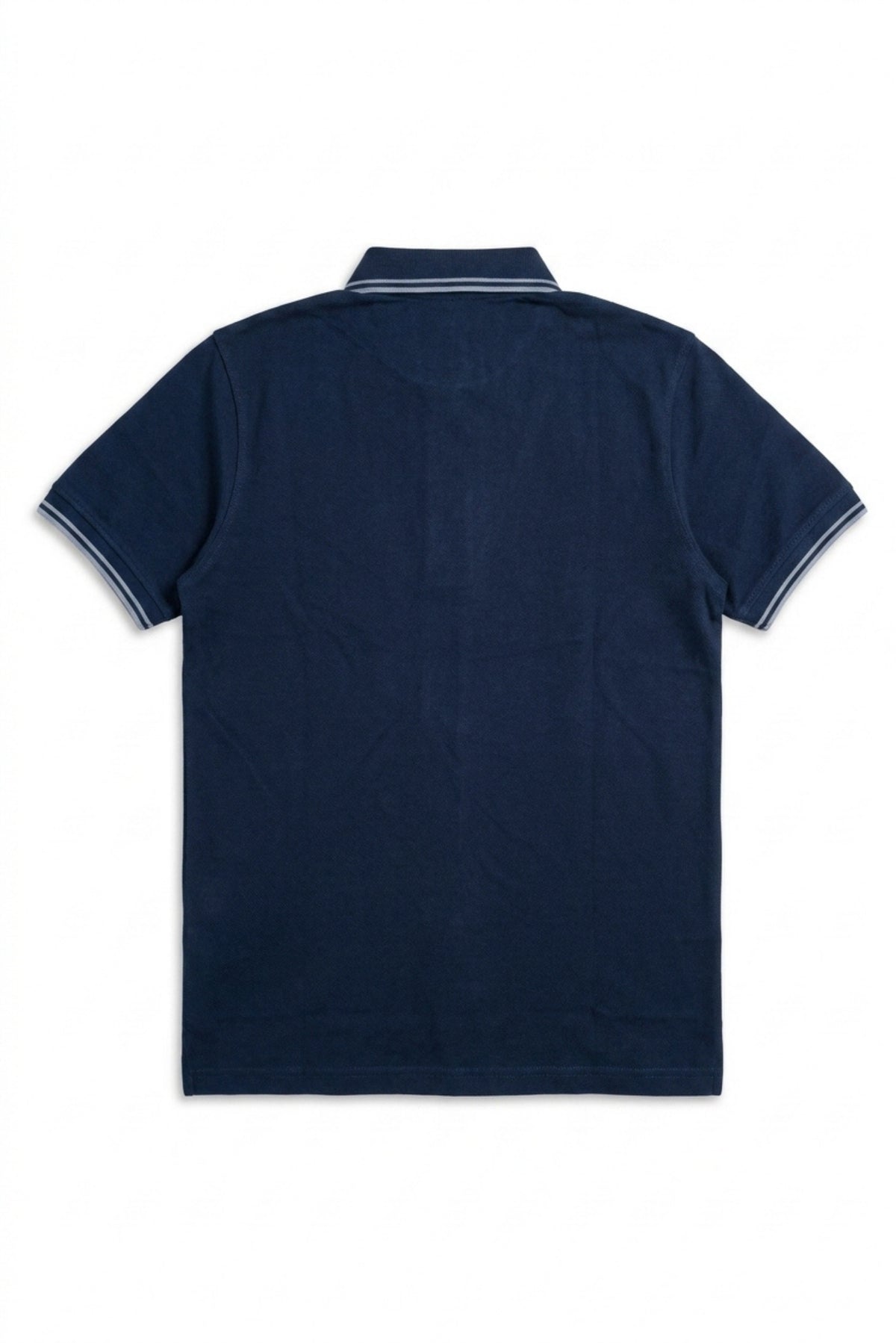Back view of Eliteez Piqué Polo Rider in Navy Blue showing the regular fit silhouette
