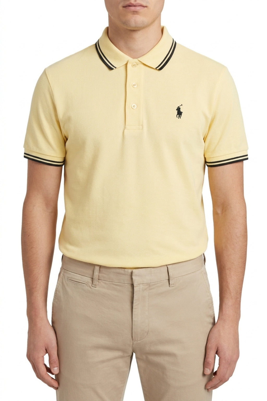 Back view of Eliteez Piqué Polo Rider in Pale Lemon showing the regular fit silhouette