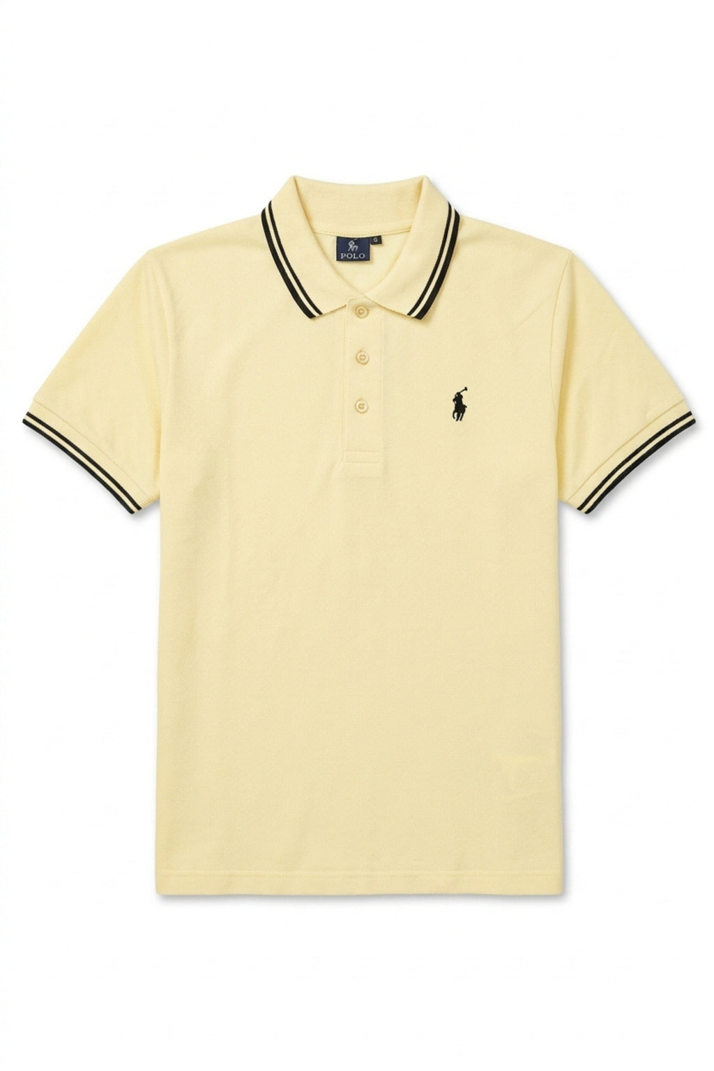 Eliteez Piqué Polo Rider in Pale Lemon, front view on model
