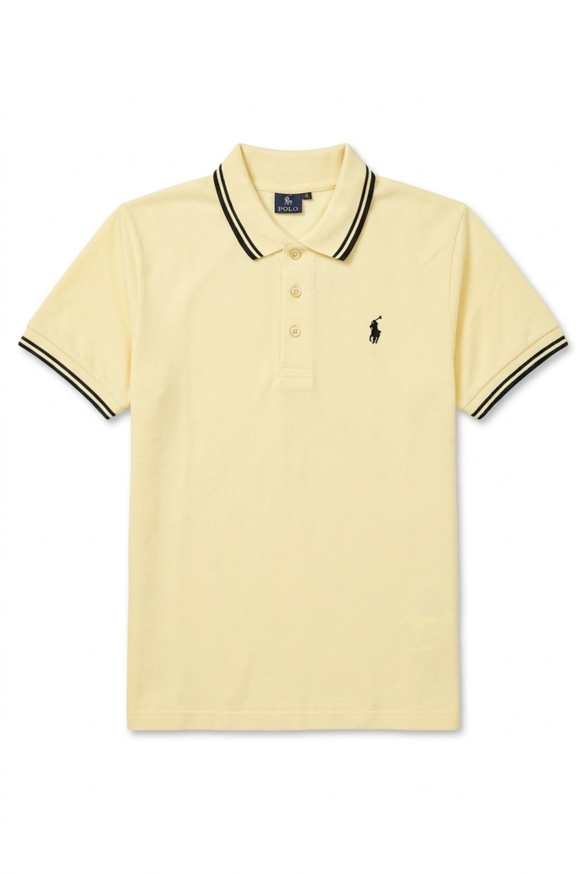 Eliteez Piqué Polo Rider in Pale Lemon, front view on model