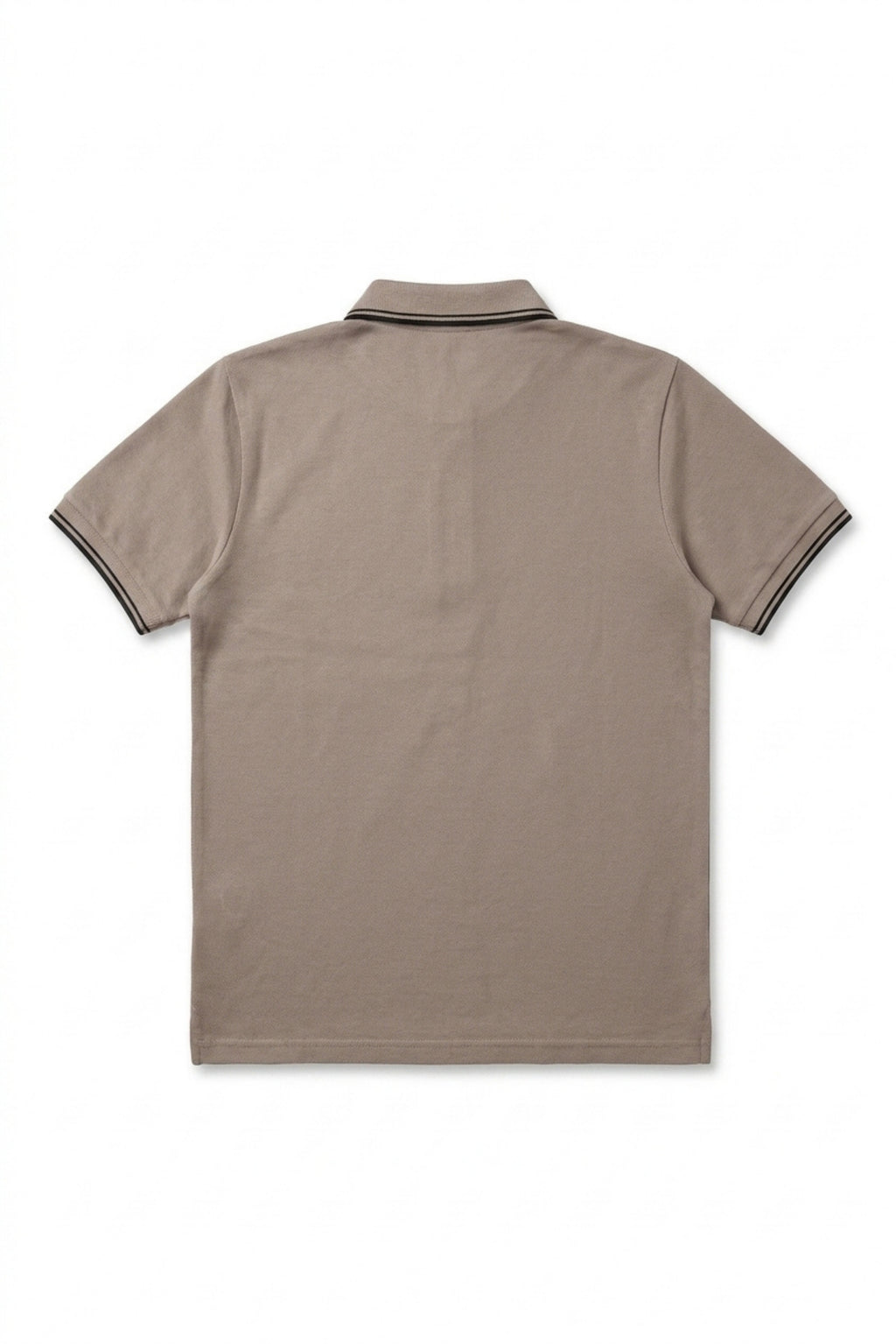 Back view of Eliteez Piqué Polo Rider in Taupe showing the regular fit silhouette