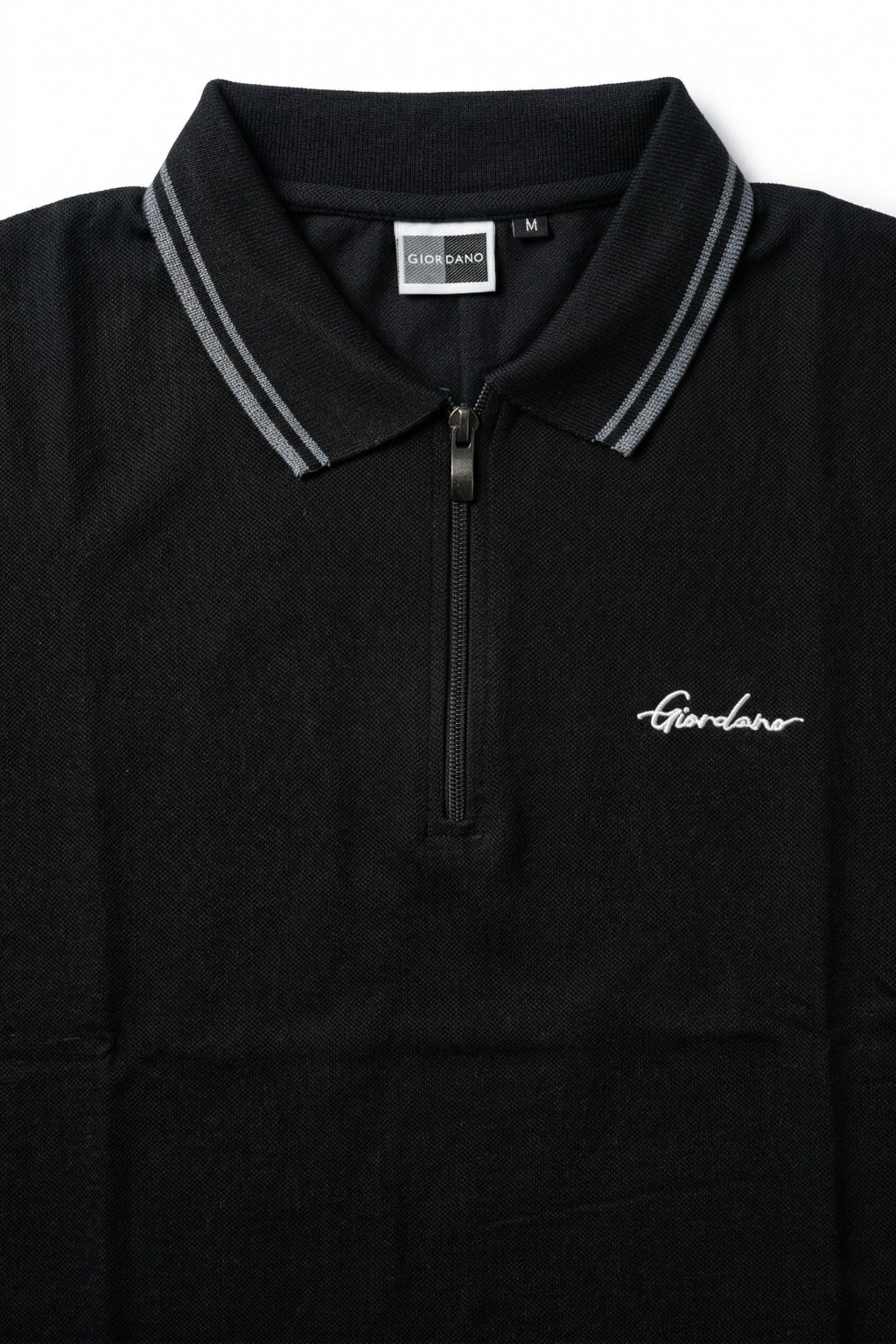 Eliteez Premium Zip Polo Shirt in Black, back view on model