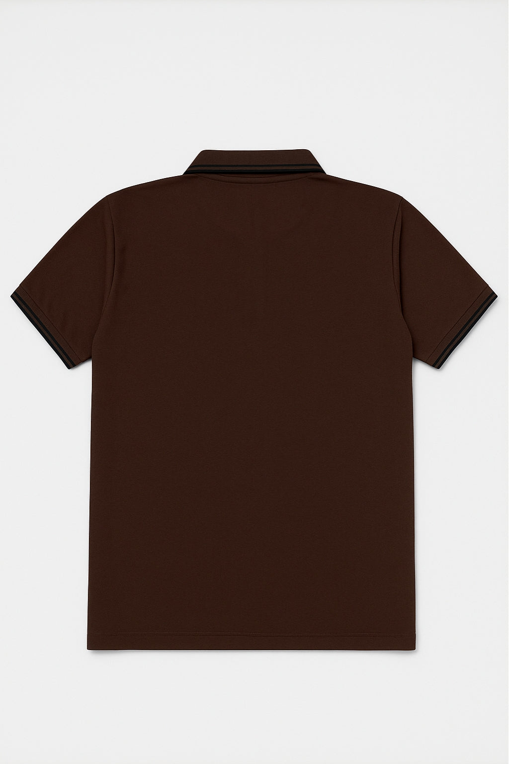 Flat lay of Eliteez Premium Zip Polo Shirt in Coffee Brown
