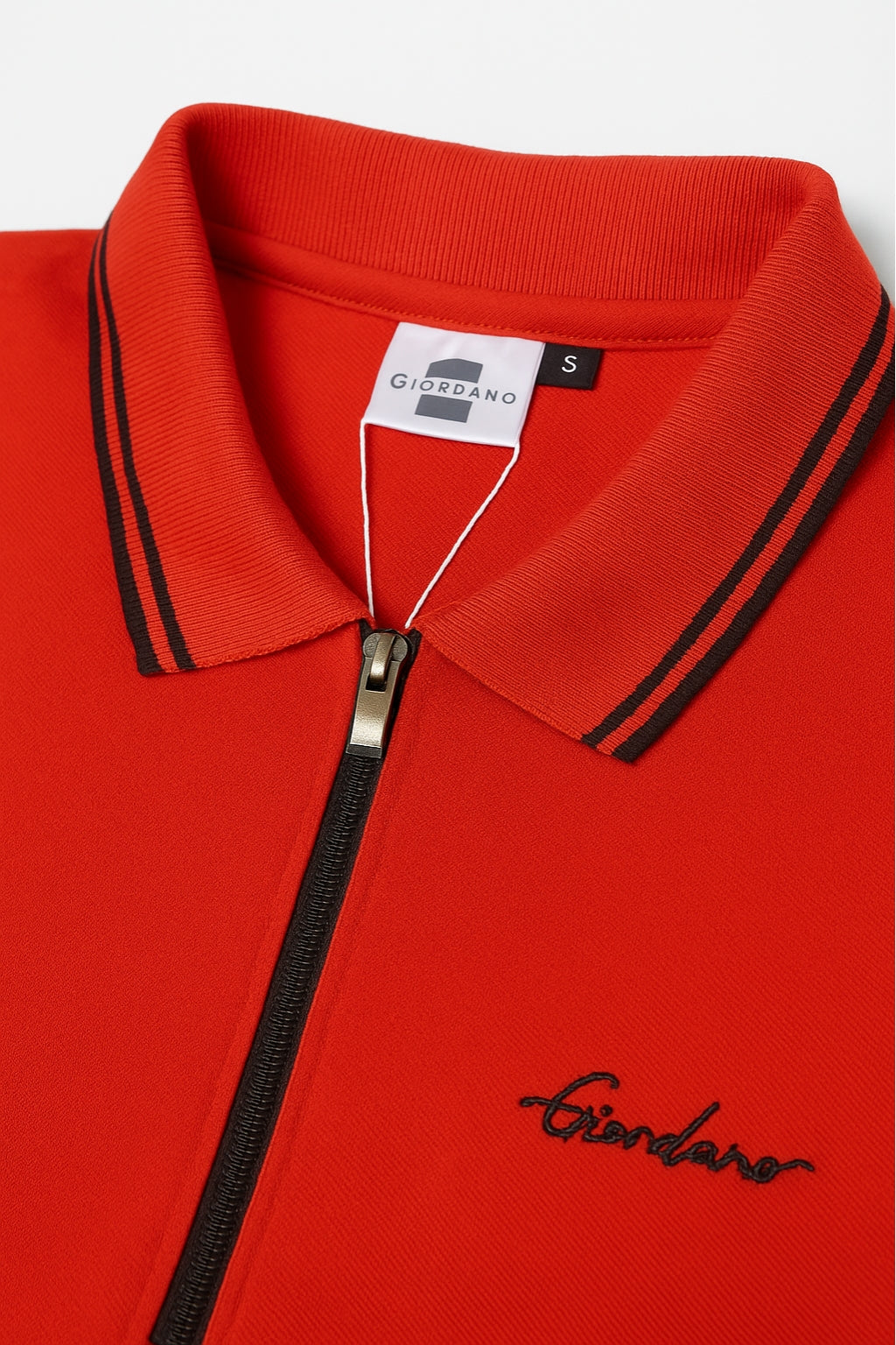 Eliteez Premium Zip Polo Shirt in Red, back view on model