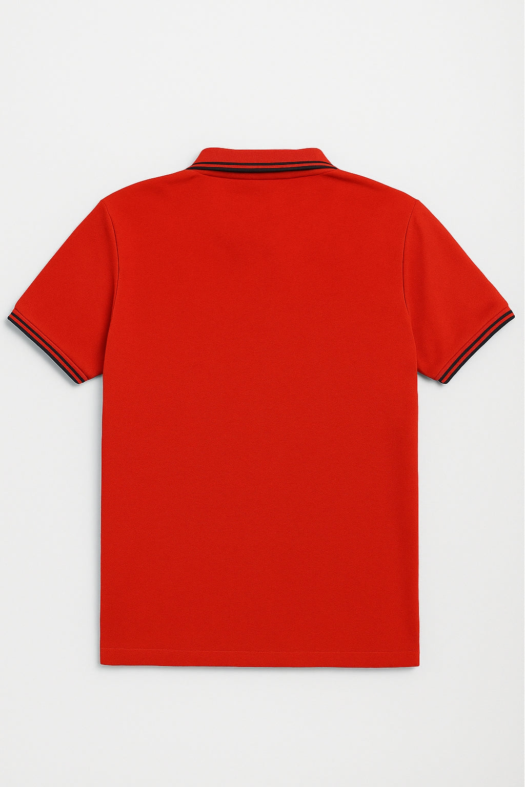 Flat lay of Eliteez Premium Zip Polo Shirt in Red