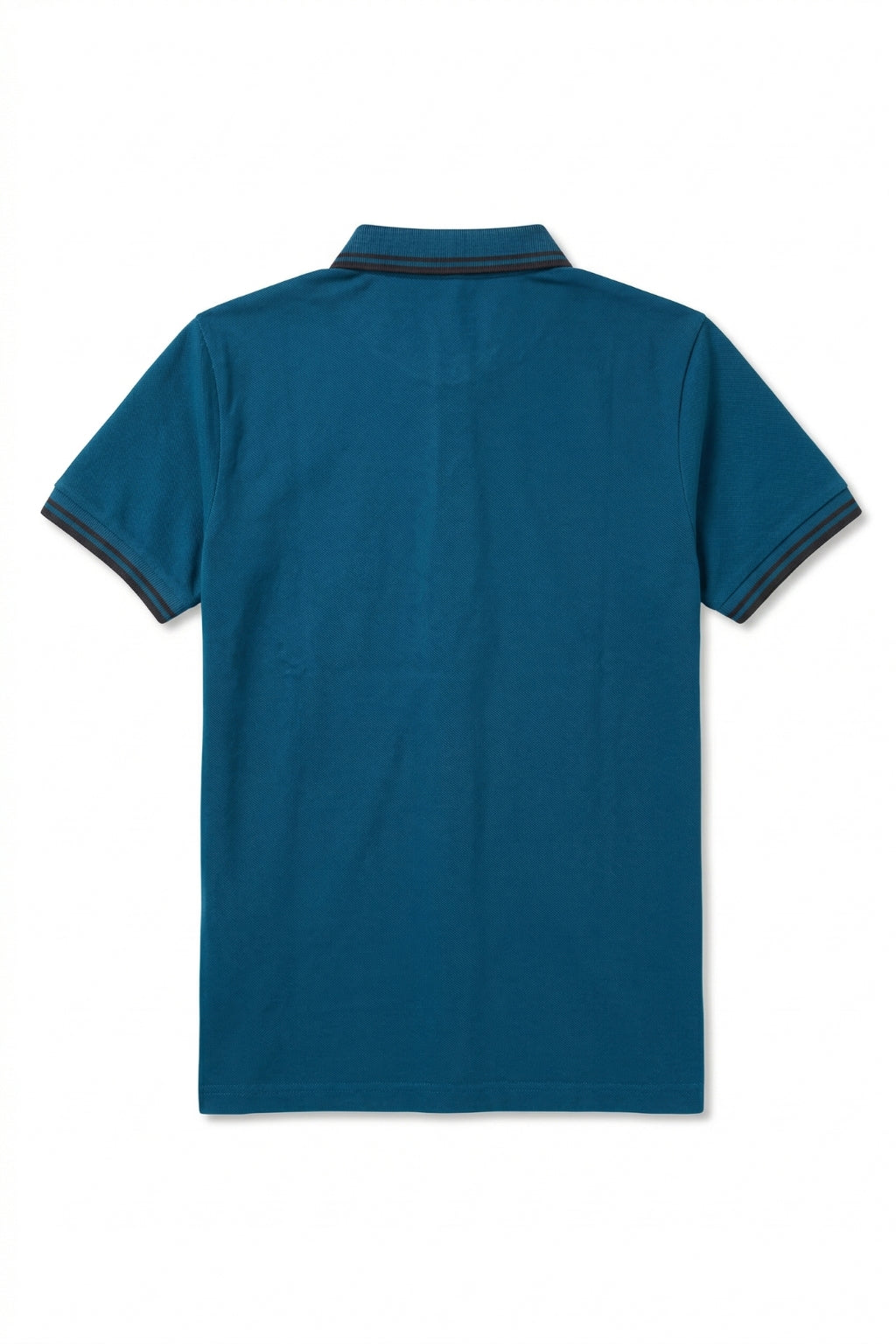 Flat lay of Eliteez Premium Zip Polo Shirt in Teal Blue