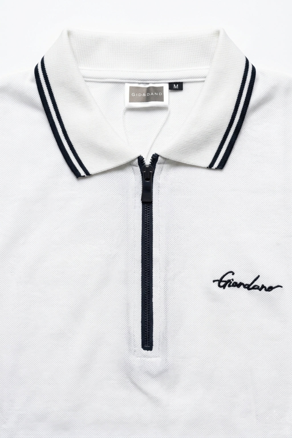 Eliteez Premium Zip Polo Shirt in White, back view on model