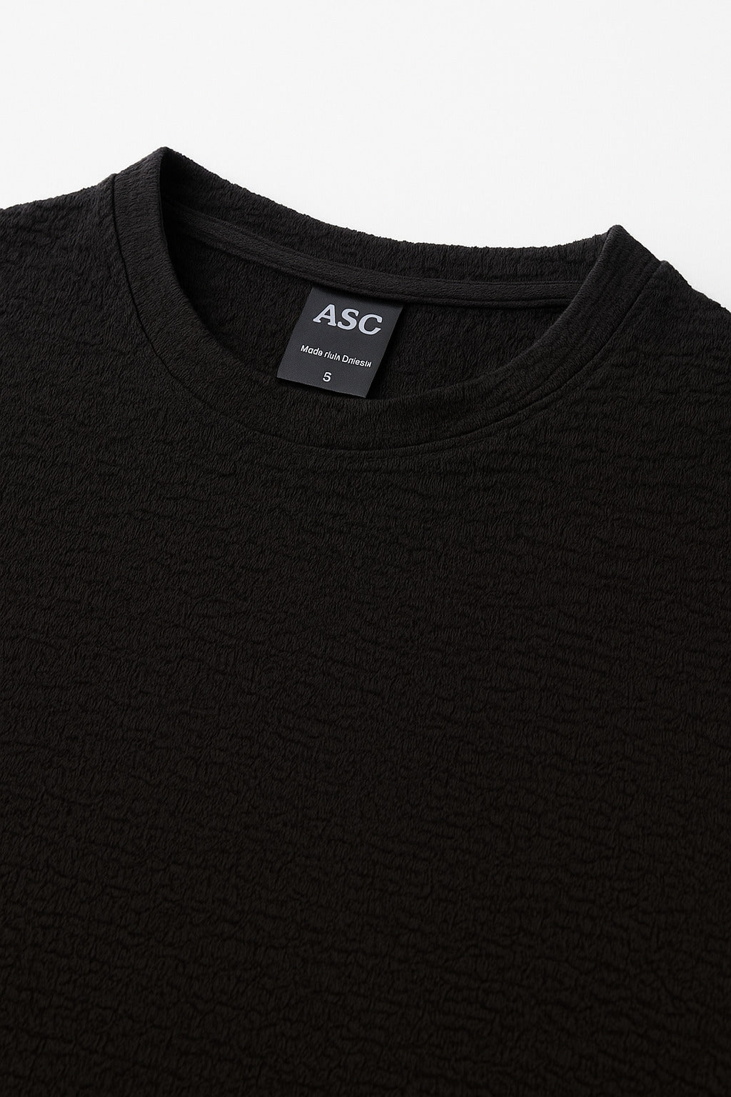 Eliteez ShadowWeave Textured T-Shirt in Jet Black, back view on model