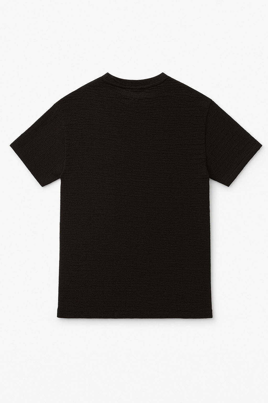 Flat lay of Eliteez ShadowWeave Textured T-Shirt in Jet Black