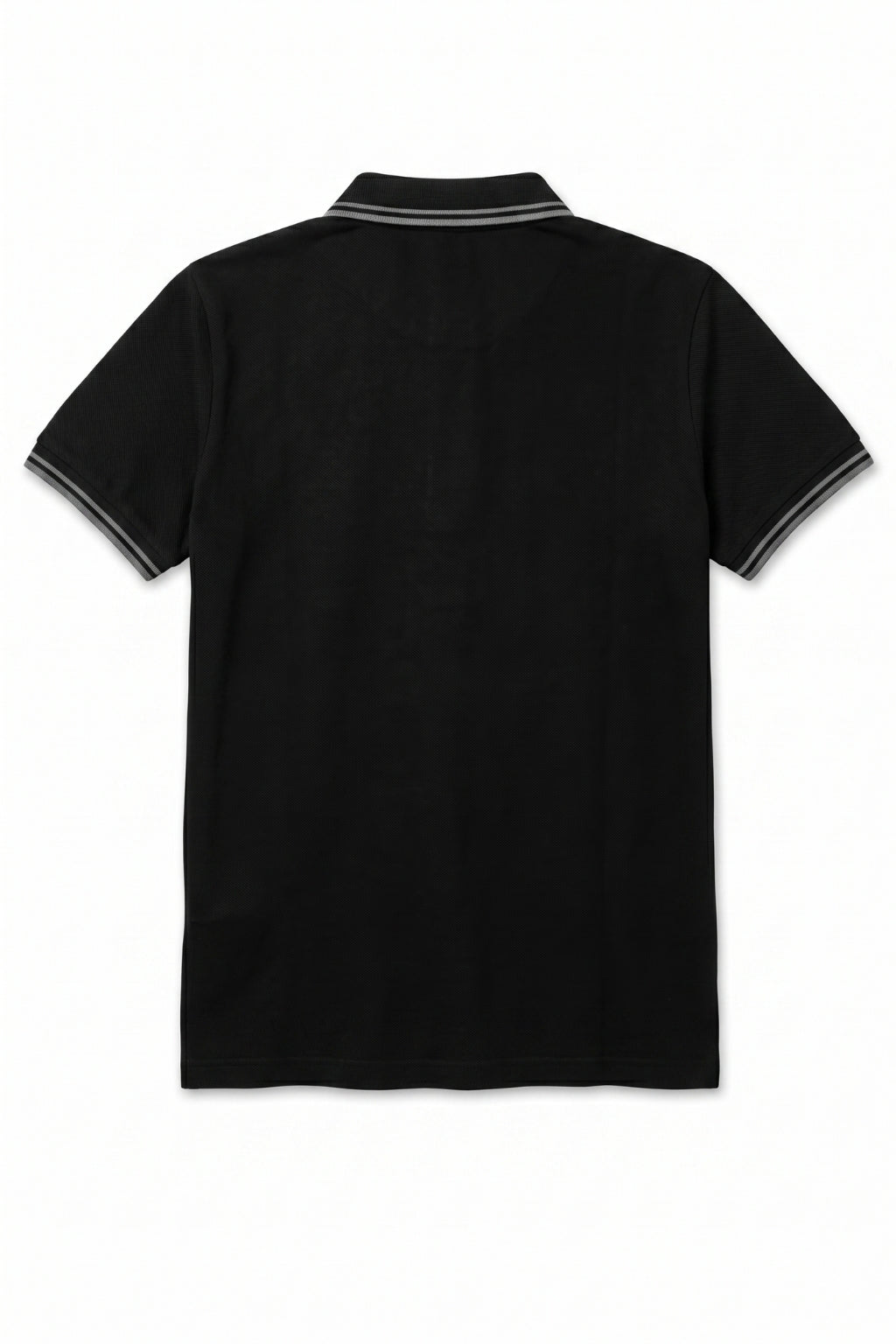 Back view of the Eliteez Signature Twin-Tip Polo - Black showing the regular fit silhouette.
