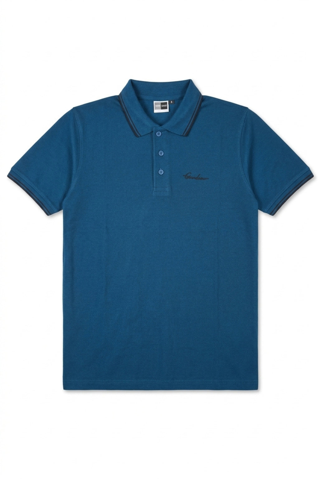 Eliteez Signature Twin-Tip Polo in Dark Teal, front view on model