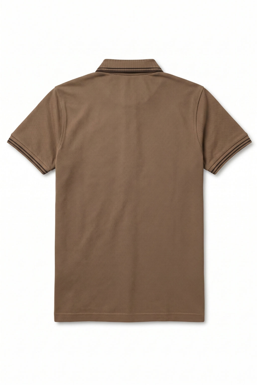 Back view of the Eliteez Signature Twin-Tip Polo - Mocha showing the regular fit silhouette.