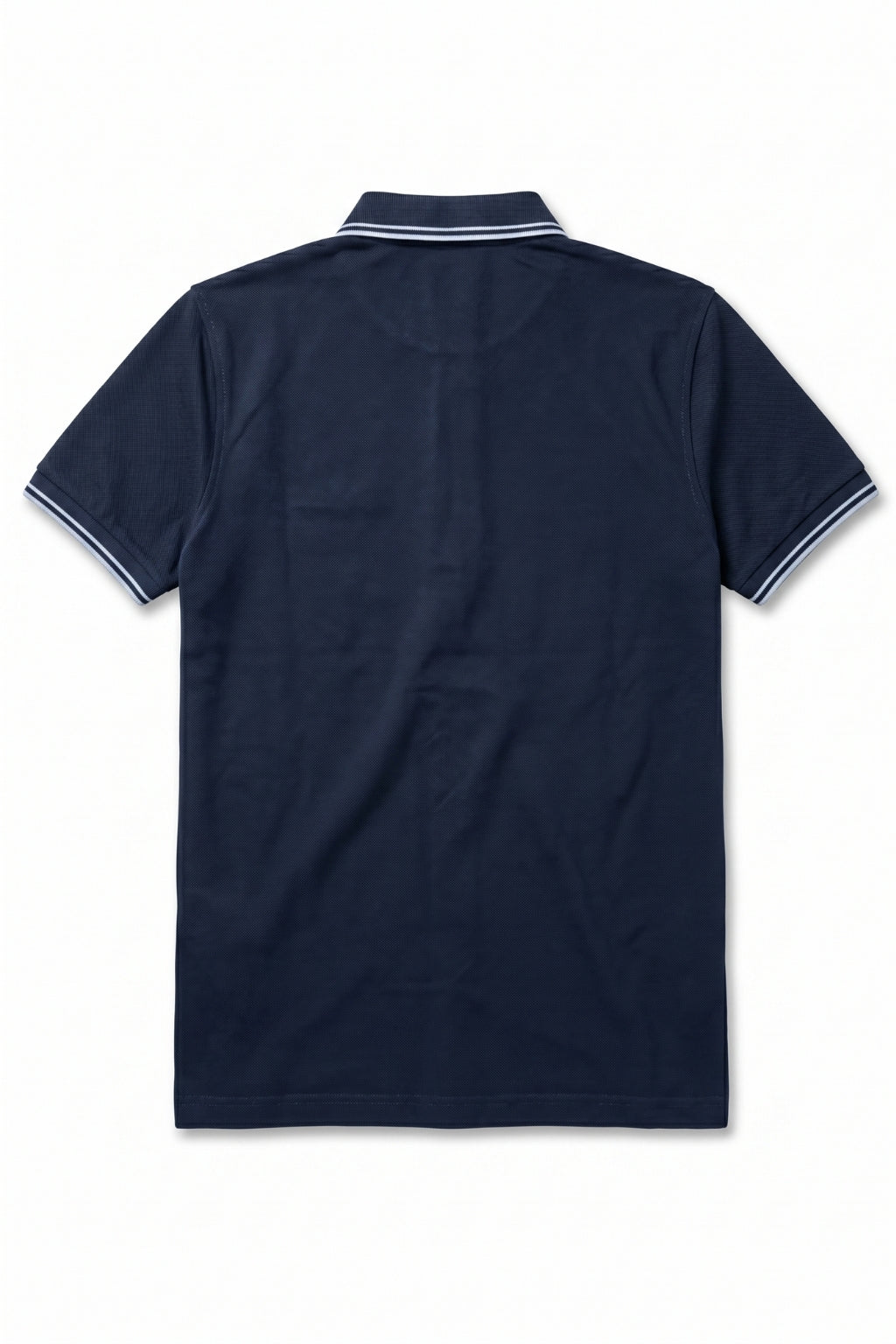 Back view of the Eliteez Signature Twin-Tip Polo - Navy Blue showing the regular fit silhouette.