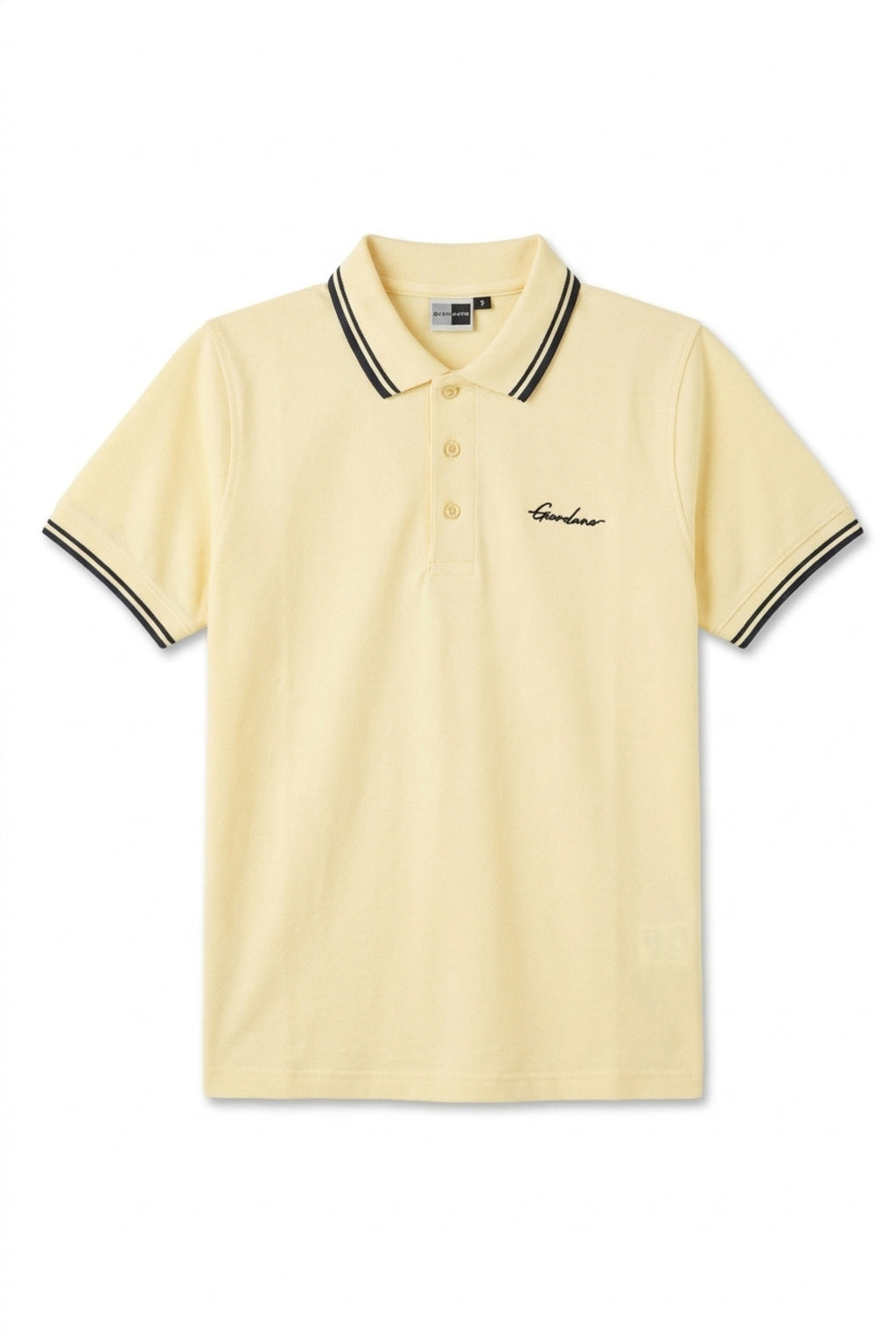 Eliteez Signature Twin-Tip Polo in Pale Lemon, front view on model