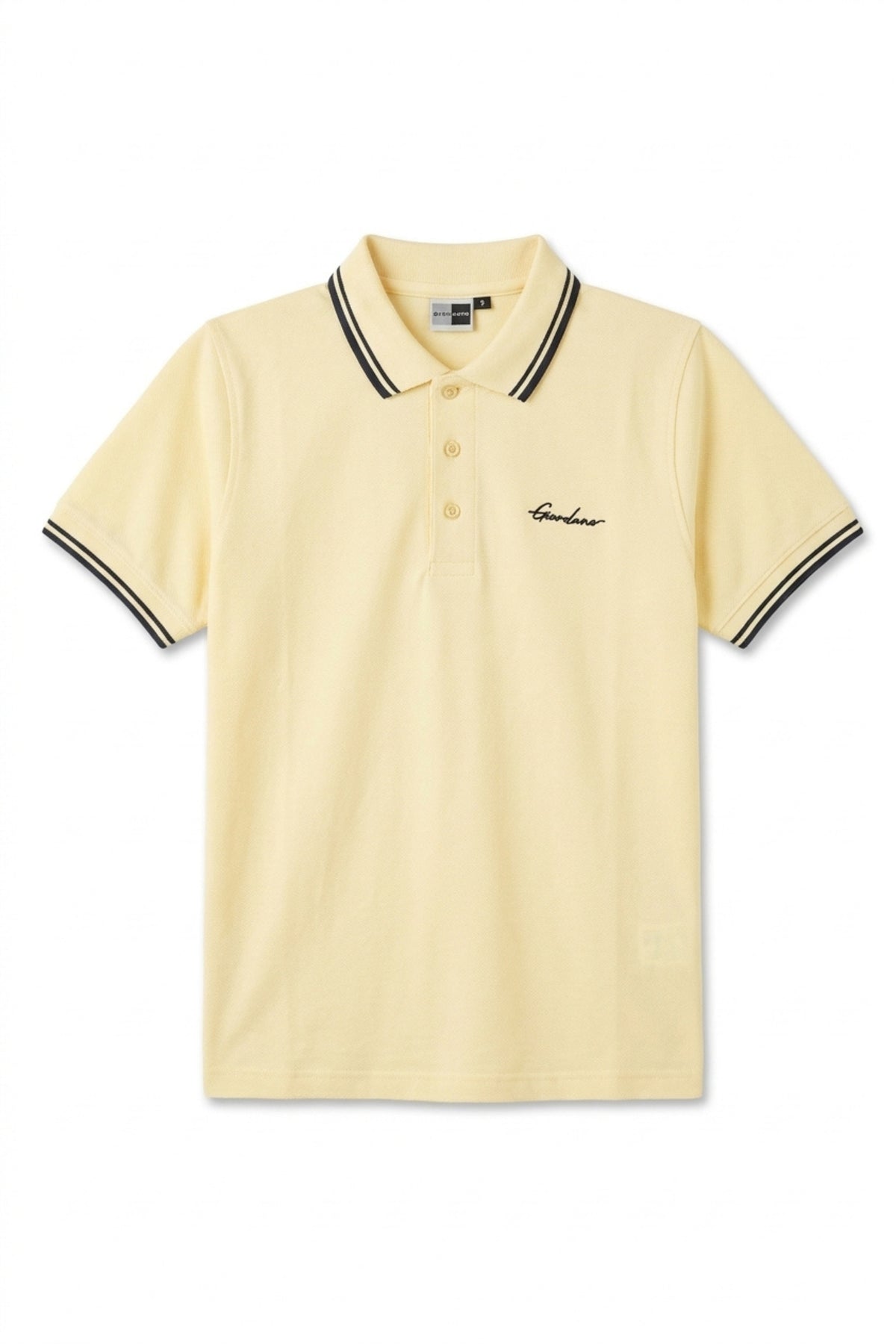 Eliteez Signature Twin-Tip Polo in Pale Lemon, front view on model