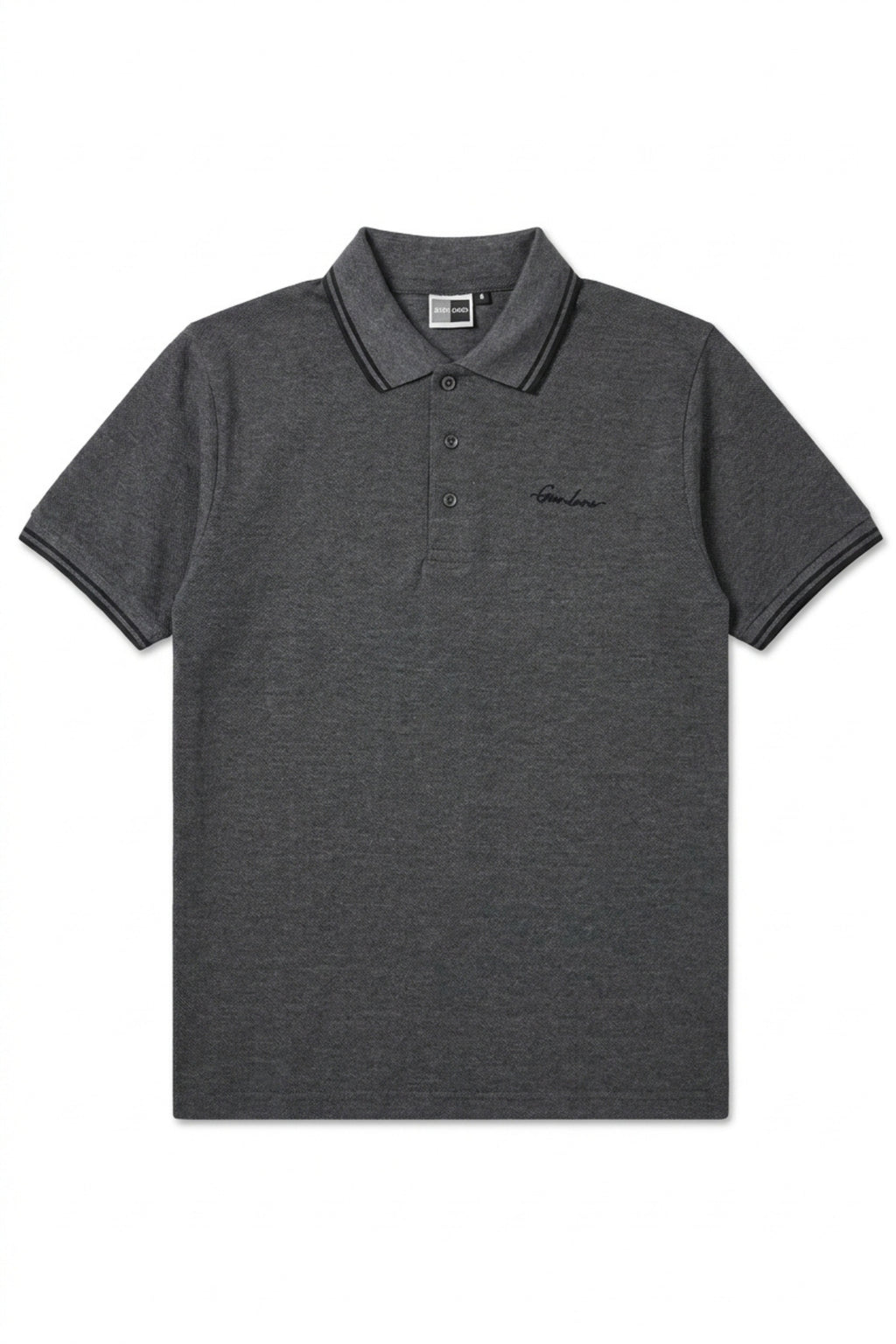 Eliteez Signature Twin-Tip Polo in Steel Grey, front view on model