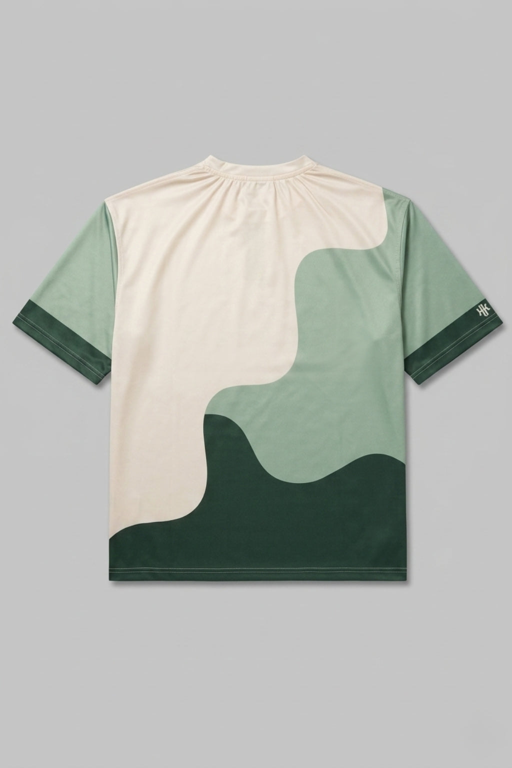 Full back view flat lay of Eliteez Strata Wave showing the wraparound wave design.