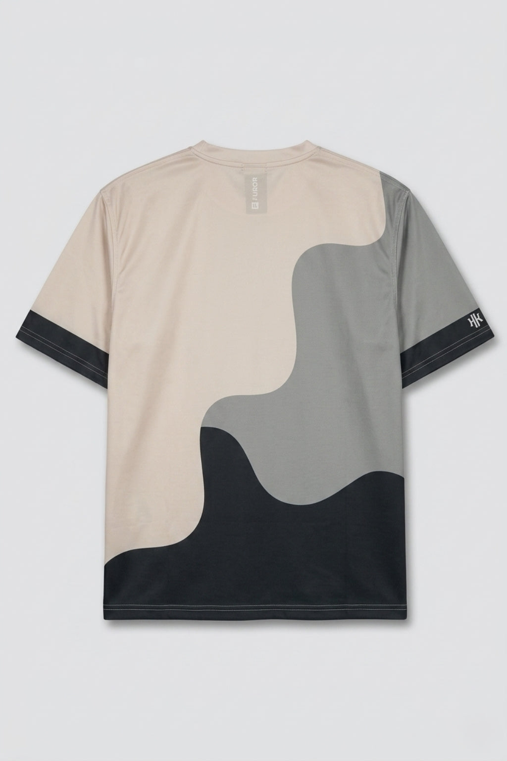 Full back view flat lay of Eliteez Strata Wave showing the wraparound wave design.