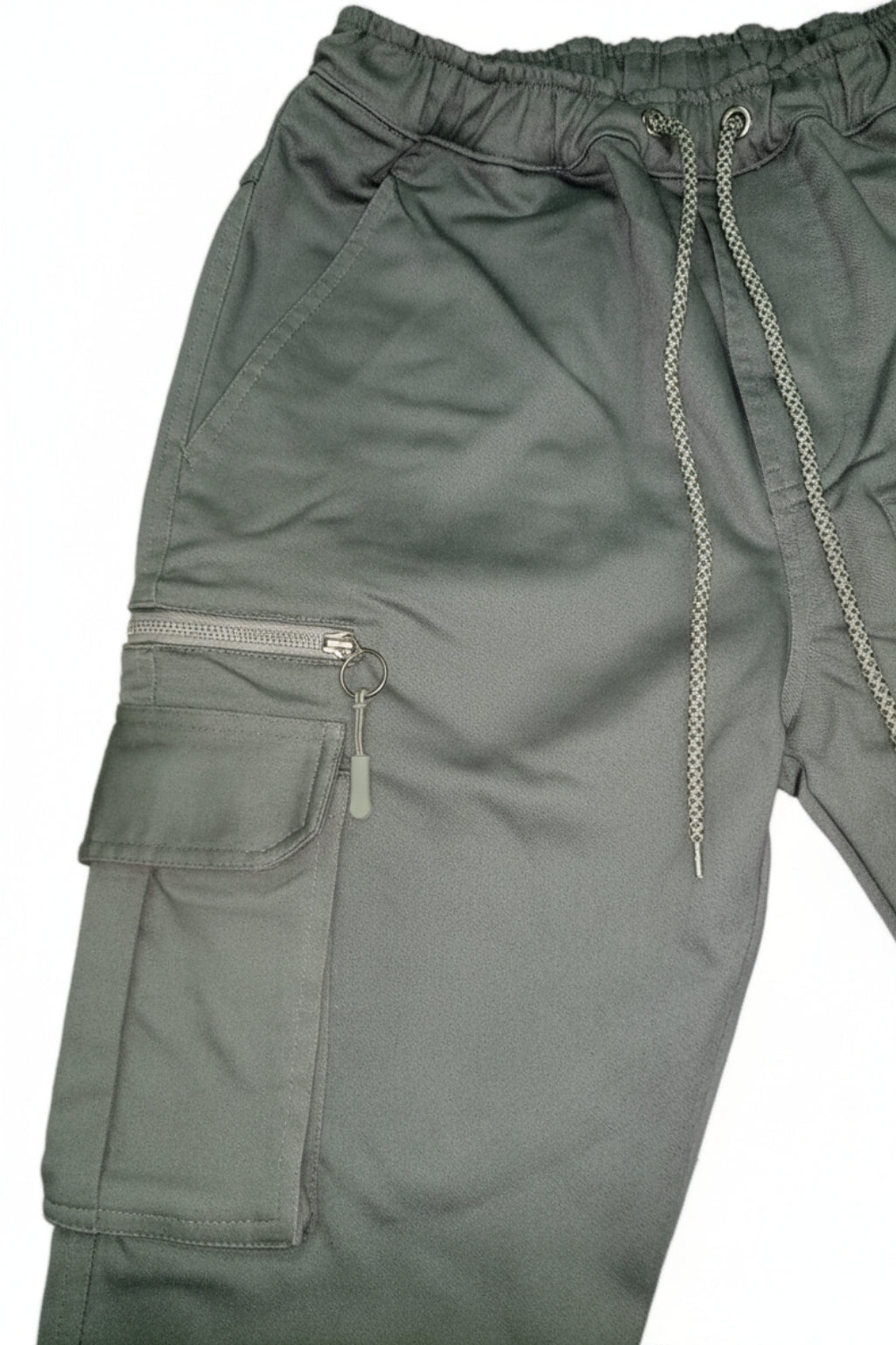 Eliteez Utility Cargo Pant in Smoky Grey, side view on model