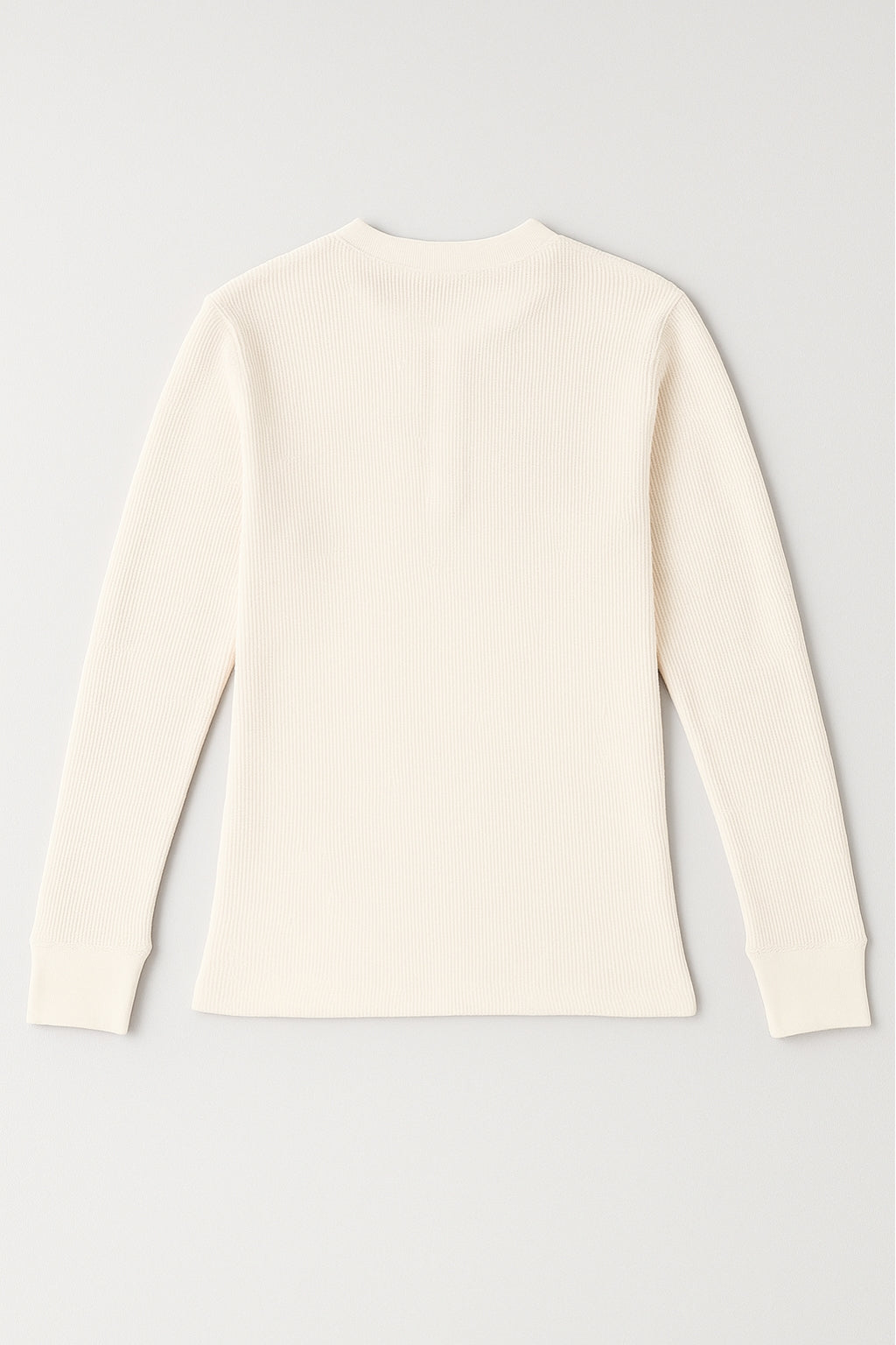 Flat lay of Eliteez Waffle Thermal Henley in Cream