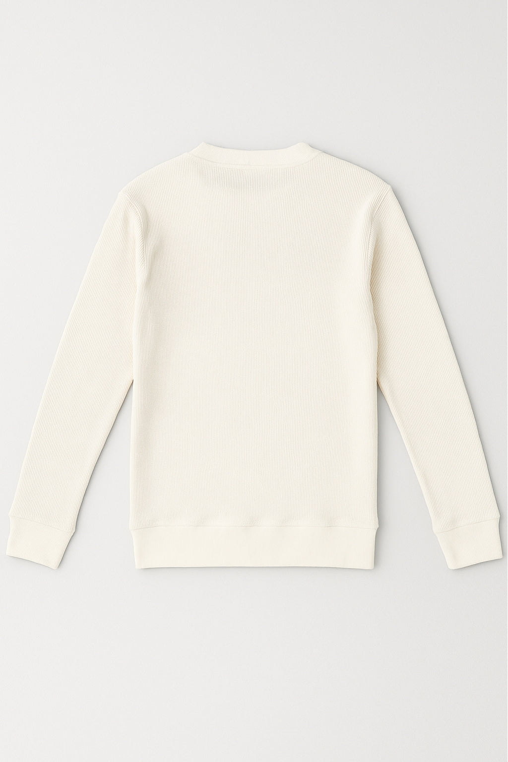 Flat lay of Eliteez Waffle Thermal Sweatshirt in Cream