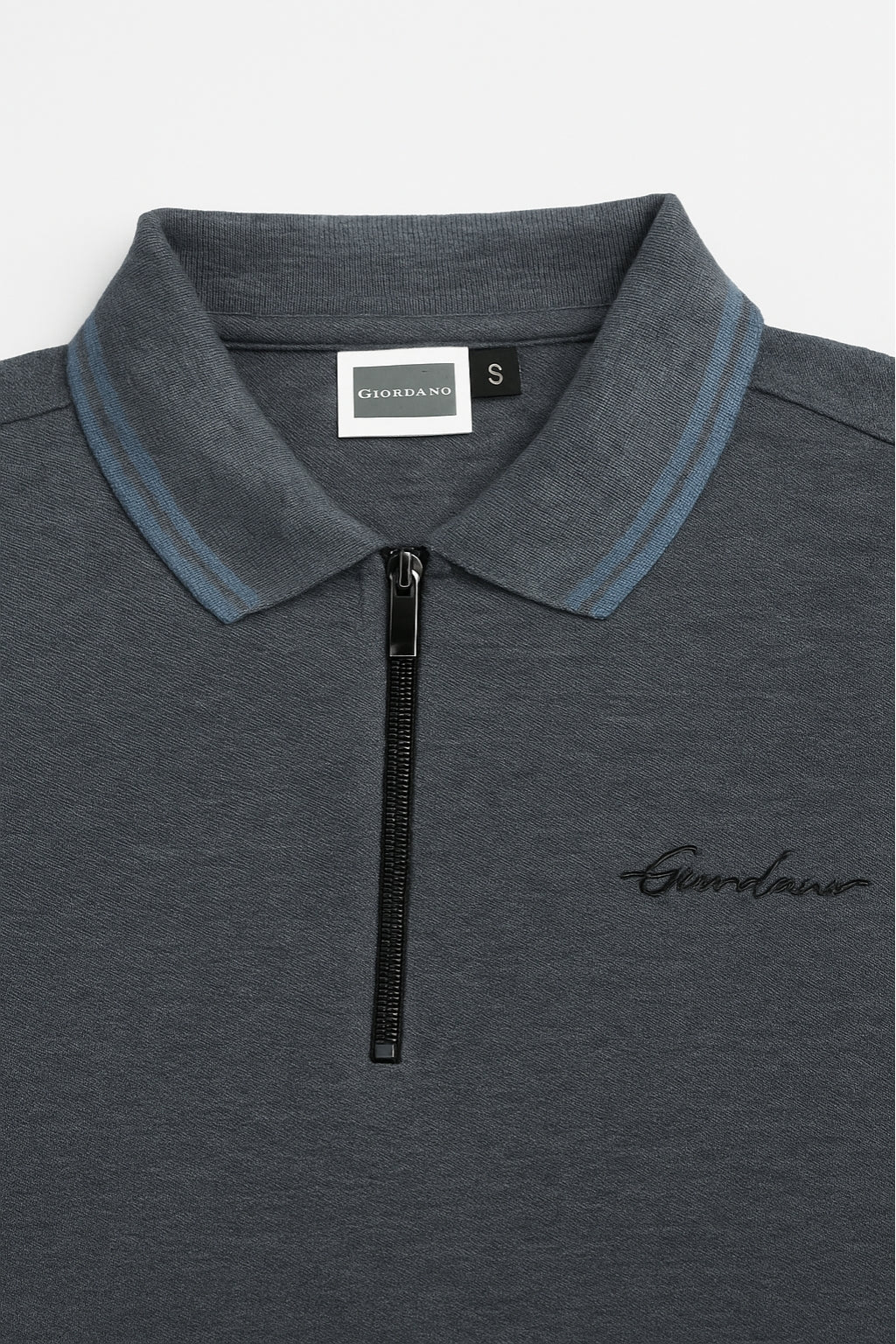 Premium Zip Polo Shirt – Steel Grey