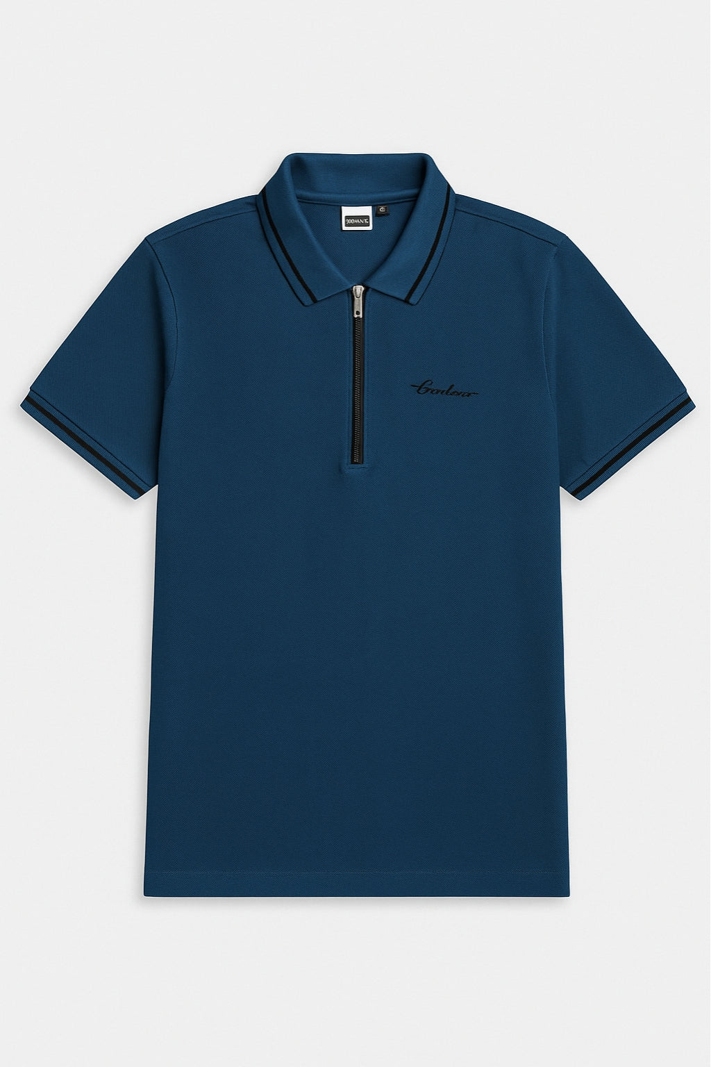 Premium Zip Polo Shirt – Navy Blue