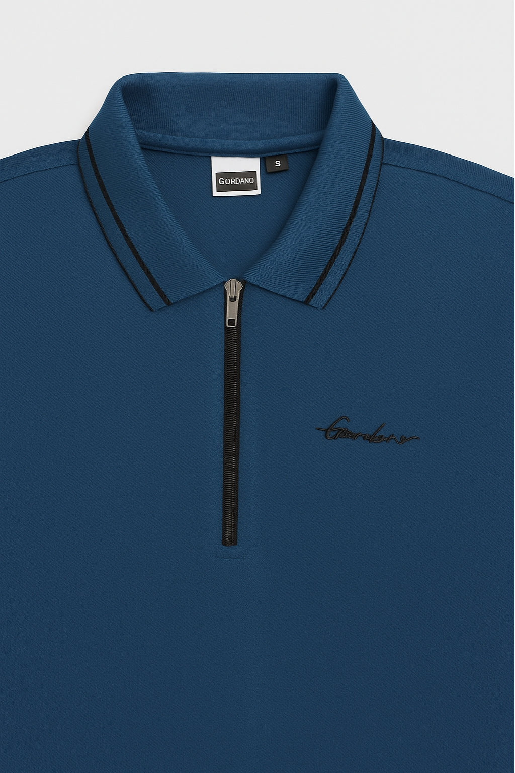 Premium Zip Polo Shirt – Navy Blue