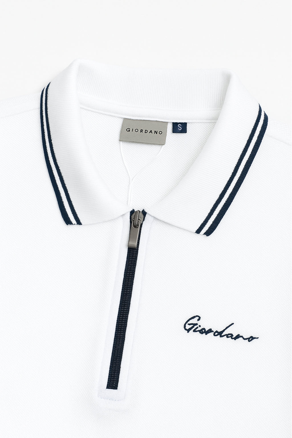 Premium Zip Polo Shirt – White
